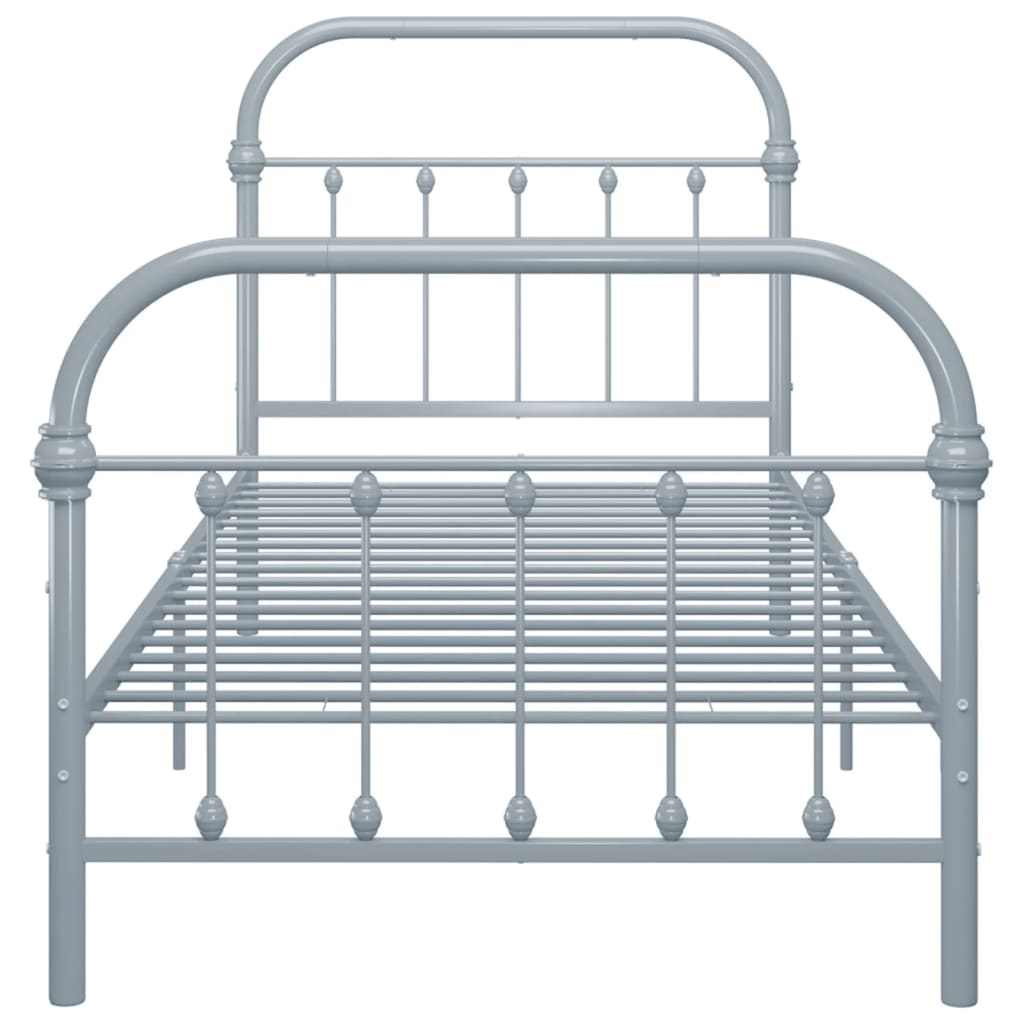 284505 vidaXL Bed Frame without Mattress Grey Metal 100x200 cm